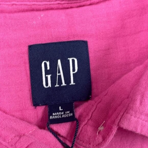 Gap Pink Button-Up Long Sleeve Shirt Size L 100% Cotton Womens Casual d0109 - Picture 2 of 8